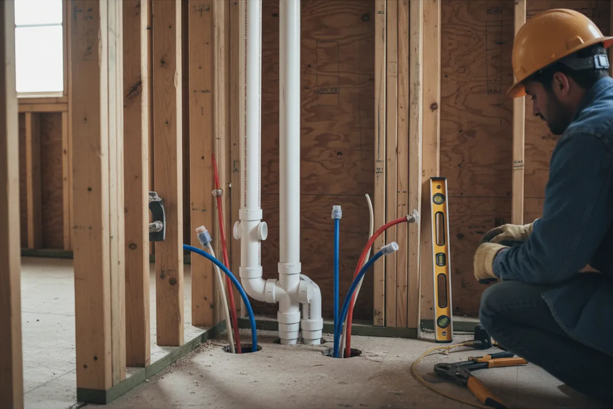 Drain and supply rough-in during Drain Cleaning in Saluda